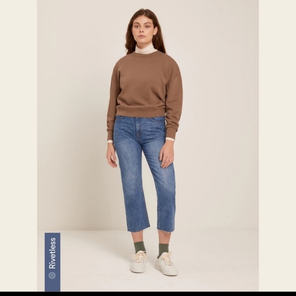 Frank & Oak Karen High Waist Gray Boyfriend Frayed Raw Hem Ankle Flare Jeans 27 - Picture 2 of 9